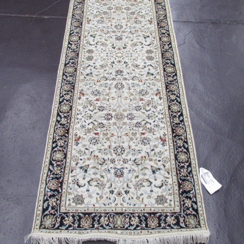 2'6 x 7'4 Indo Nain  Ivory/Blue  #75472