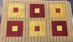 Contemporary 5 x 8 Red, Gold Rug #24113