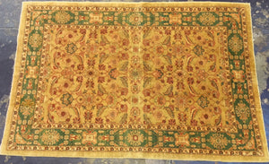 Traditional 6 x 9 Gold, Green Rug #5154