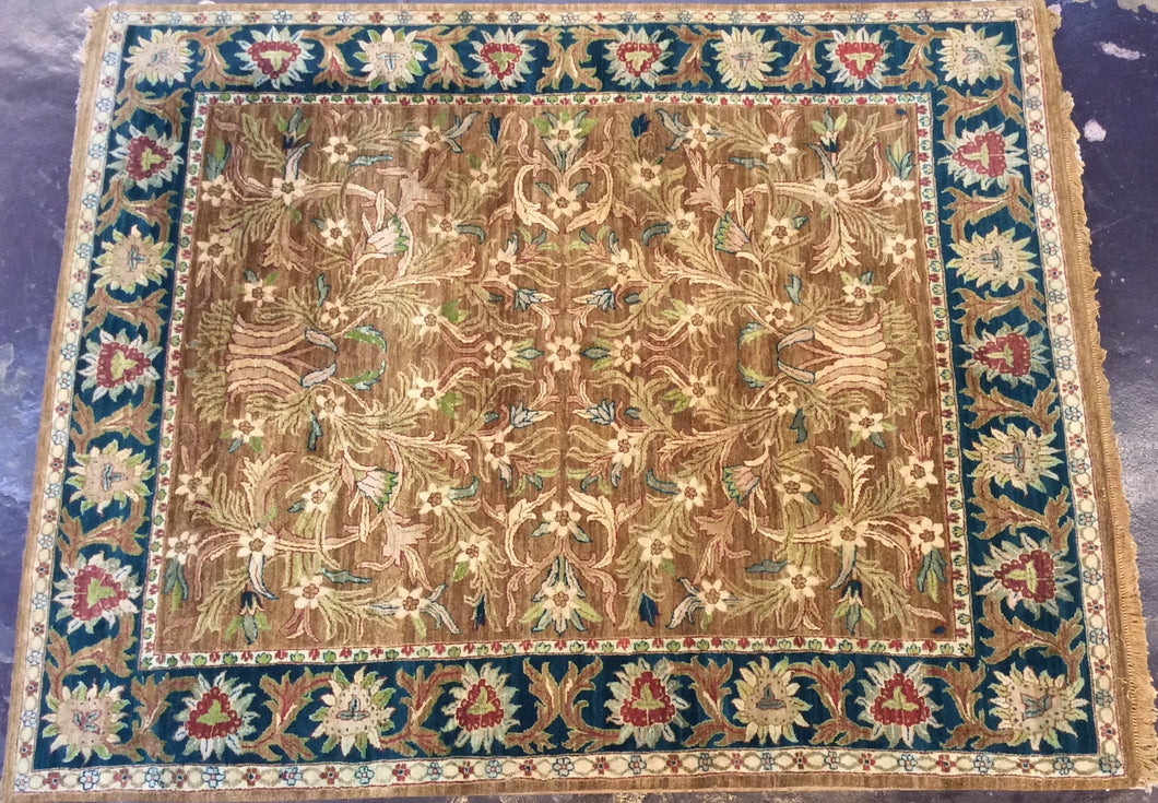 Traditional 8 x 10 Brown, Blue Rug #7279
