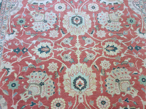 Traditional 9 x 12 Red, Green Rug #1463