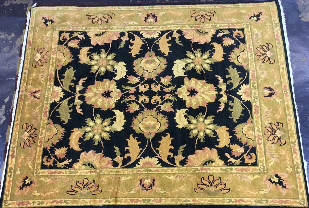 Traditional 8 x 10 Black, Gold Discount Rug #24588