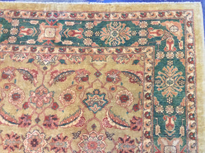 Traditional 6 x 9 Gold, Green Rug #5154