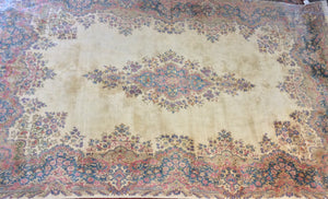 Kerman Ivory, Pink 10x16 Oriental Wool Rug